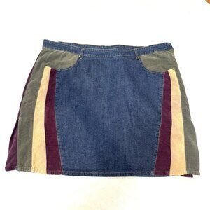 Vintage/Y2K Womens Size 24W Denim Mini Skirt Corduroy Patches Hip Hop Festival